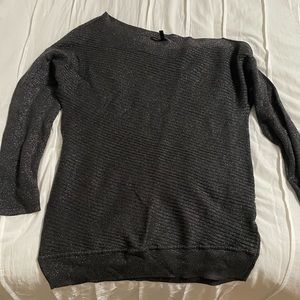 White House Black Market Women's Black Sweater Exposed Shoulder